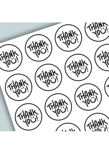 Thank You Sticker Teşekkürler Etiketi Kargo Ambalaj Paketleme 3,5 cm 105 Adet Kuşe Yapışkanlı Parlak