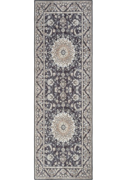 Private Siyah Eskitme Vintage Halı Çiçek Desen Dokuma Şönil Halı Yıkanabilir Salon Halısı