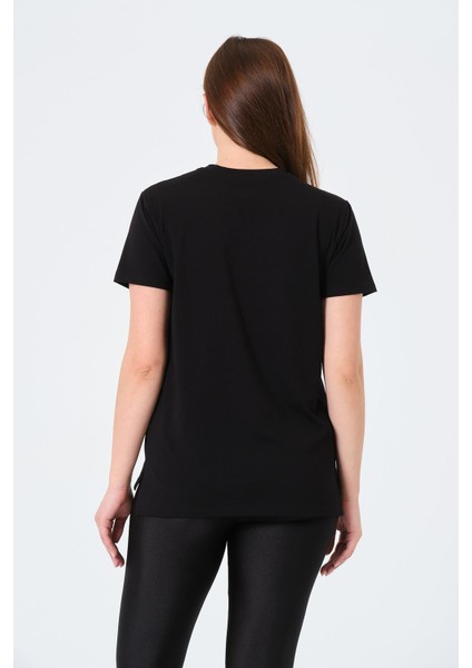 Giyim Oversize Bisiklet Yaka Kısa Kollu Tişört Siyah indirimleri