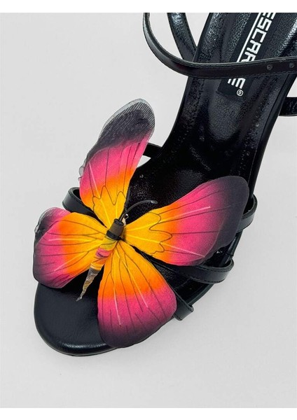 261 Siyah Kelebek Detaylı Kadın Topuklu Ayakkabı modelleri