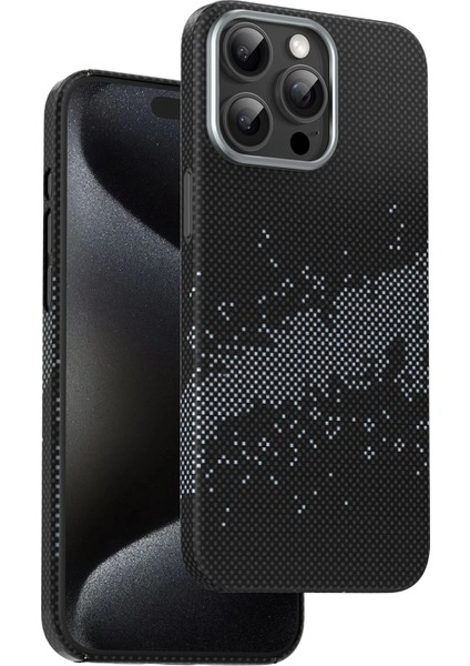 Apple iPhone 15 Pro Max Kılıf Magsafe Şarj Özellikli 0,5 Slim Aramid Karbon Fiber Kevlar Desenli Kapak