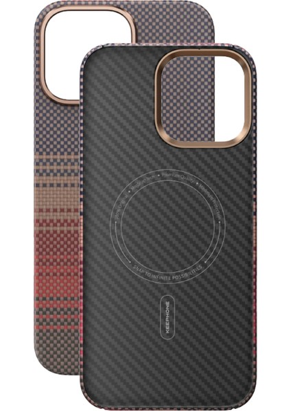 Apple iPhone 15 Pro Max Kılıf Magsafe Şarj Özellikli 0,5 Slim Aramid Karbon Fiber Kevlar Desenli Kapak