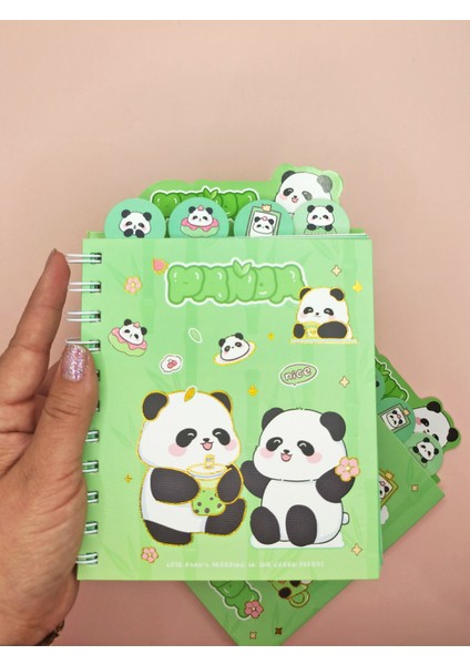 Sevimli Panda Ayraçlı A5 Not Defteri (14X18 Cm) - Panda Bff