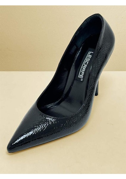 4524 Rugan Yılan Desenli Kadın Stiletto Topuklu Ayakkabı