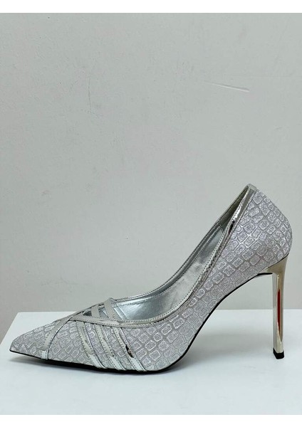 5171 Gümüş Kroko Topuklu Kadın Ayakkabı fırsatları