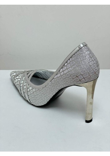 5171 Gümüş Kroko Topuklu Kadın Ayakkabı indirimleri