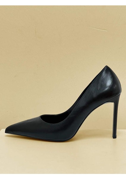 5144 Siyah Mat Cilt Deri Görünümlü Kadın Topuklu Ayakkabı modelleri