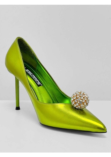 5053 Ithal Taş Topu Aksesuar Detaylı Stiletto Kadın Topuklu Ayakkabı