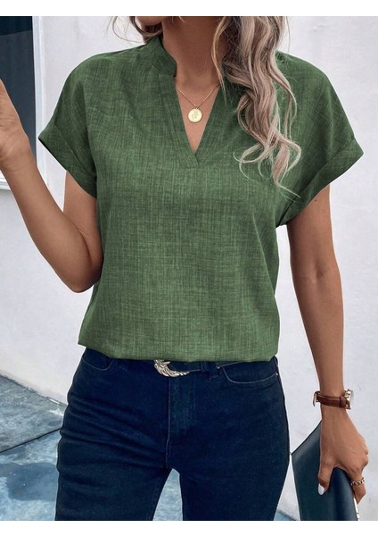Kadın Kısa Kollu Hakim Yaka Sofya Bluz modelleri