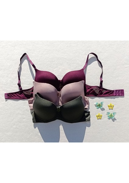 3'lü Ekonomik Paket Fitilli Push Up Dolgulu Destekli Sütyen