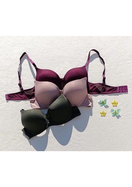3'lü Ekonomik Paket Fitilli Push Up Dolgulu Destekli Sütyen modelleri