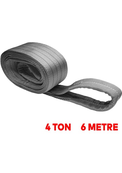 Yük Kaldırma Sapan Polyester Spanzet 4 Ton 6 Metre Gri Sağlam Taşıma Indirme Araç Çekme Halat