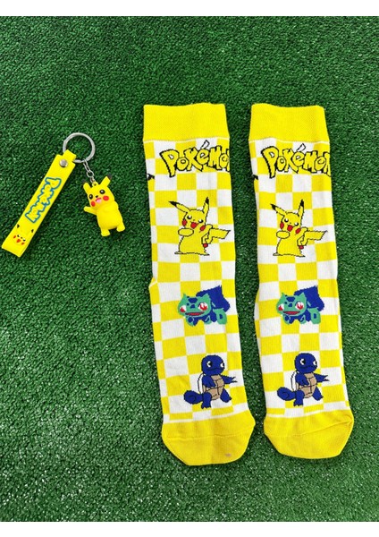 Pokemon Pıkachu Çorap & Anahtarlık Takım