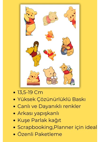 2'li Winnie The Pooh Sticker Set Telefon Laptop Notebook Tablet Defter Matara Stiker Etiket fiyatları
