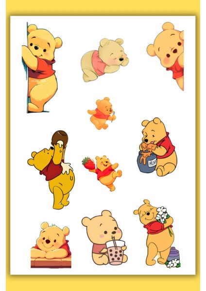 2'li Winnie The Pooh Sticker Set Telefon Laptop Notebook Tablet Defter Matara Stiker Etiket modelleri