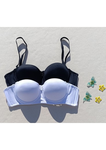 2'li Ekonomik Paket Çıkarılabilir Askılı Straplez Push Up Dolgulu Destekli Sütyen
