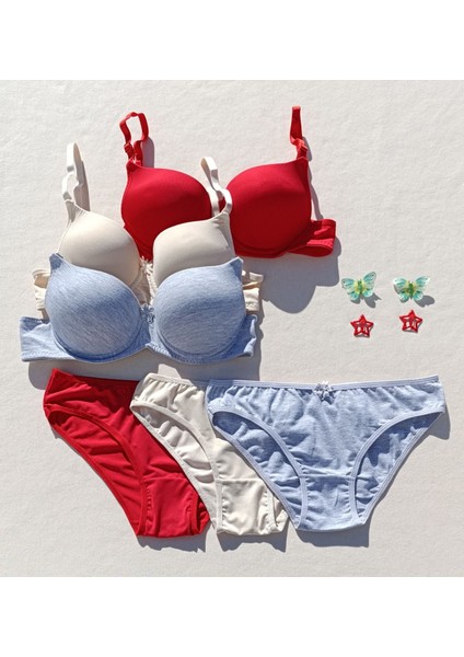 Push Up Dolgulu Micro 3'lü Sütyen ve Külot Iç Çamaşır Takımı