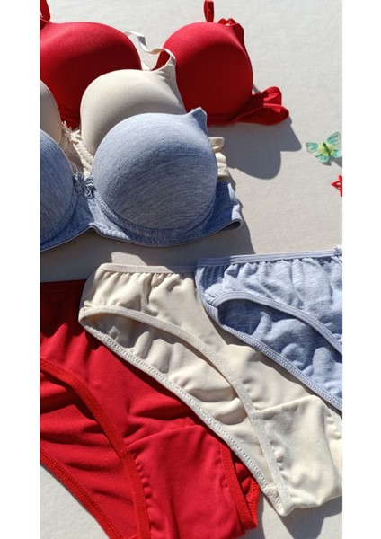 Push Up Dolgulu Micro 3'lü Sütyen ve Külot Iç Çamaşır Takımı