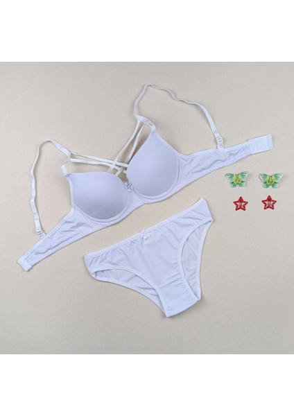 Push Up Dolgulu Çapraz Ipli Sütyen ve Külot Iç Çamaşır Takımı