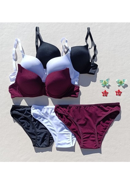 Push Up Dolgulu Micro 3'lü Sütyen ve Külot Iç Çamaşır Takımı