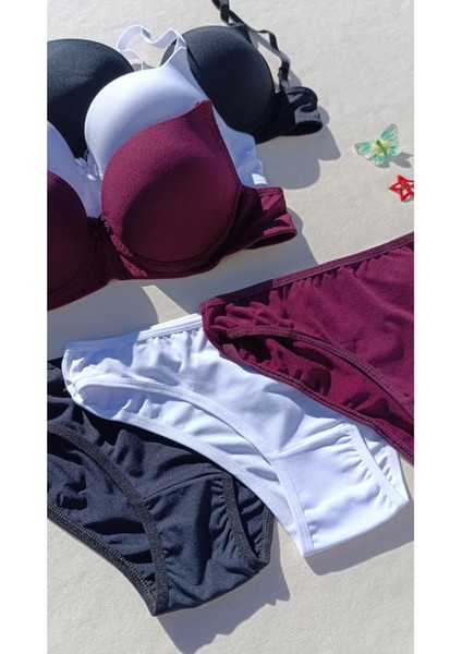 Push Up Dolgulu Micro 3'lü Sütyen ve Külot Iç Çamaşır Takımı