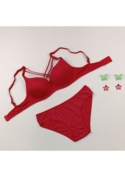 Push Up Dolgulu Çapraz Ipli Sütyen ve Külot Iç Çamaşır Takımı modelleri