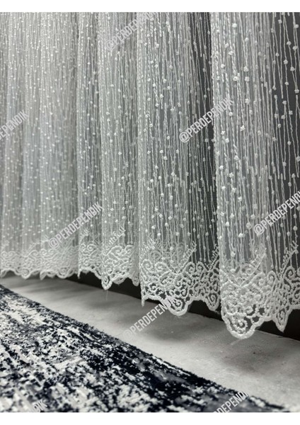 Damla Desenli,özel Işlemeli,salon Tülü,zarif,şık,desenli,tül,ütü Istemez,yıka As,1*3 Sık,pileli,