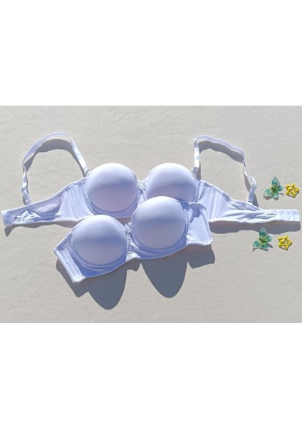 2'li Ekonomik Paket Çıkarılabilir Askılı Straplez Push Up Dolgulu Destekli Sütyen