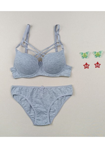 Push Up Dolgulu Çapraz Ipli 2'li Sütyen ve Külot Iç Çamaşır Takımı indirimleri