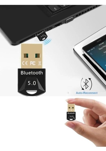 Masaüstü Bilgisayar Bluetooth Adaptör V5.0 USB Dongle Bluetooth Aparatı Çevirici Dönüştürücü