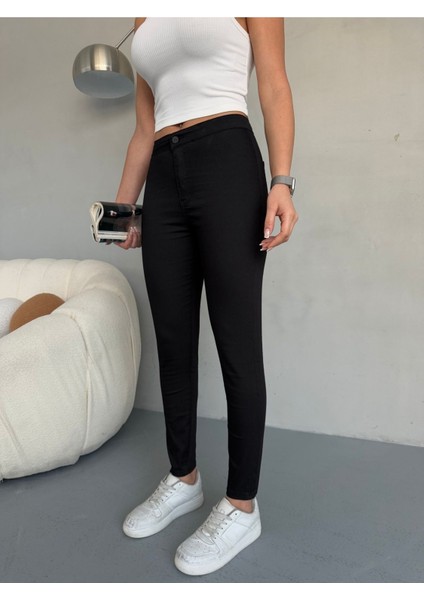 Kadın Siyah Yüksek Bel Skinny Esnek Likralı Tayt Pantolon fiyatları