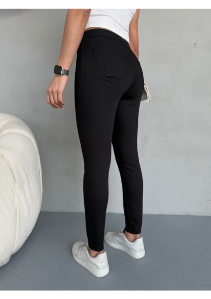 Kadın Siyah Yüksek Bel Skinny Esnek Likralı Tayt Pantolon modelleri