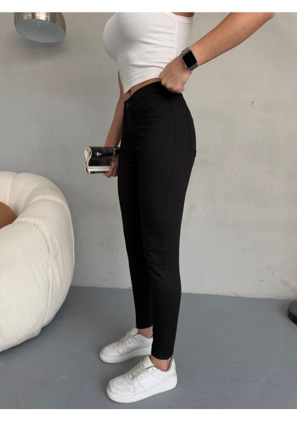 Kadın Siyah Yüksek Bel Skinny Esnek Likralı Tayt Pantolon indirimleri