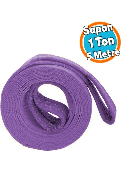 Yük Kaldırma Lila Spanzet Sapan Polyester Sağlam Renk 1 Ton 5 Metre Taşıma Indirme Araç Çekme Halat
