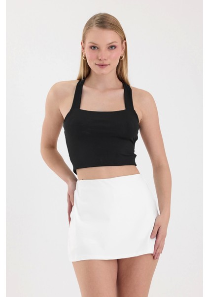 Kadın Siyah Sırt Detaylı Crop Top BLZ-00099