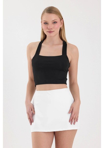 Kadın Siyah Sırt Detaylı Crop Top BLZ-00099