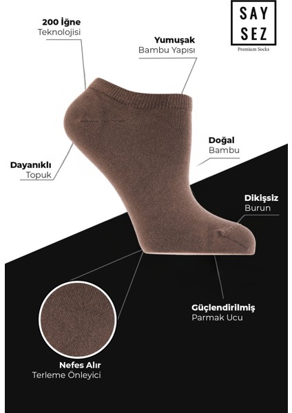 Bambu Kadın Sneaker Renkli Çorap Dikişsiz Görünmez Bilekte Spor Çorap Premium 4'lü Paket