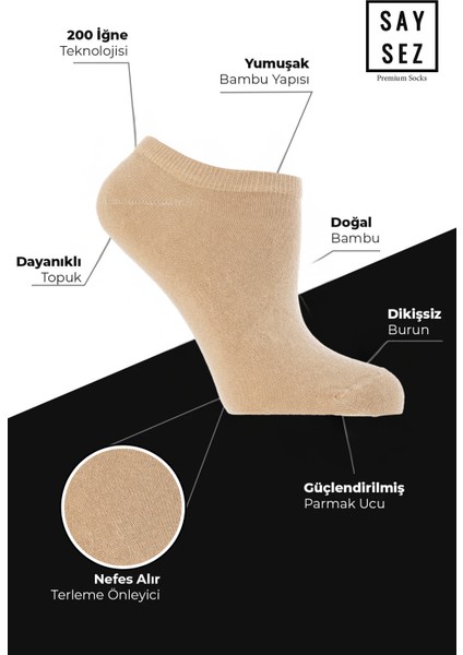 Bambu Kadın Sneaker Renkli Çorap Dikişsiz Görünmez Bilekte Spor Çorap Premium 6'lı Paket fiyatları