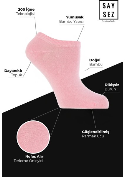 Bambu Kadın Sneaker Renkli Çorap Dikişsiz Görünmez Bilekte Spor Çorap Premium 4'lü Paket fiyatları