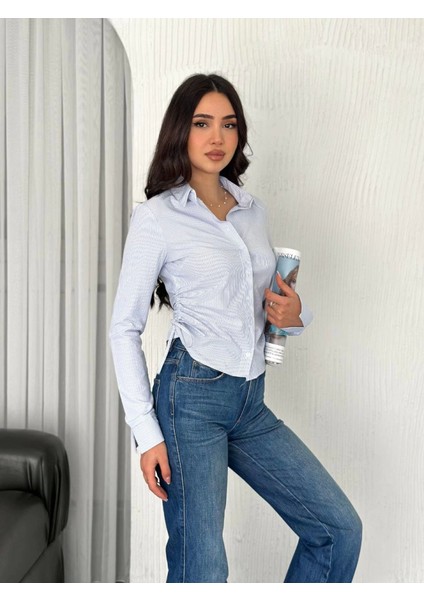 Uzun Kollu Yandan Bağlama Detaylı Gömlek - Beyaz modelleri