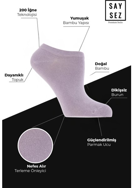 Bambu Kadın Sneaker Renkli Çorap Dikişsiz Görünmez Bilekte Spor Çorap Premium 4'lü Paket fiyatları