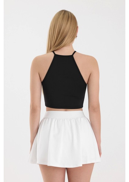 Kadın Siyah Bisiklet Yaka Crop Top BLZ-00187