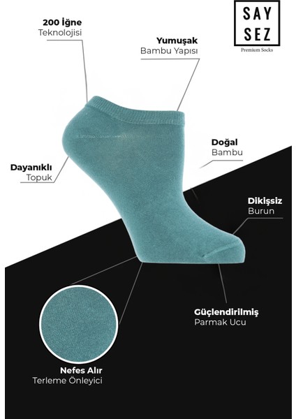 Bambu Kadın Sneaker Renkli Çorap Dikişsiz Görünmez Bilekte Spor Çorap Premium 4'lü Paket fiyatları