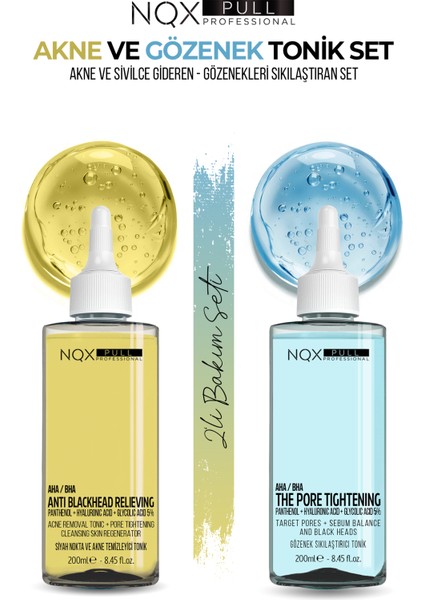 Acne ve Gözenek Tonik 2'li Ekonomik Set 200+200 ml