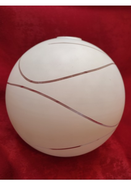 Tekli Glob Avize Camı Beyaz Renkli Suyolu Desenli (Çap: 30.00cm)Açık ağızlı.
