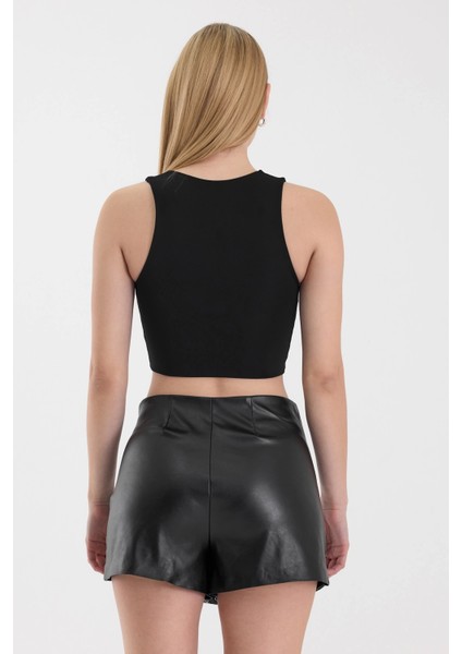 Kadın Siyah Halka Detaylı Crop Top BLZ-00353 indirimleri