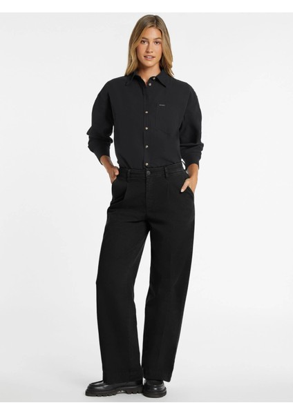 Guess Kadın Siyah Bol Paça Pantolon modelleri