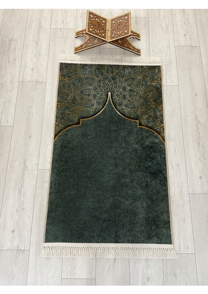 Seccade Saçaklı (Lateks Taban) 75 x 125 Ebat Zeytin Yeşili