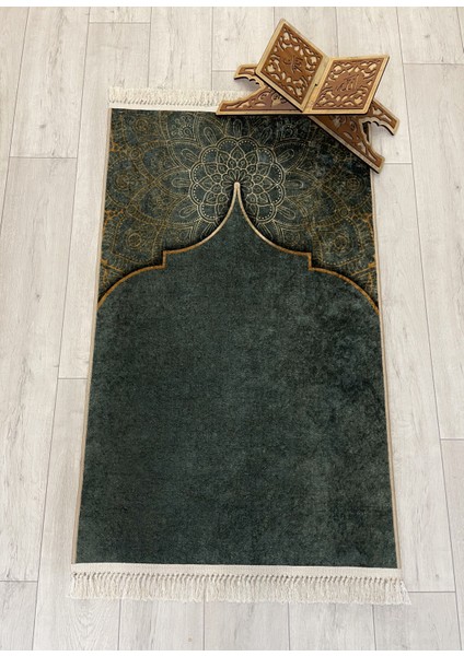 Seccade Saçaklı (Lateks Taban) 75 x 125 Ebat Zeytin Yeşili