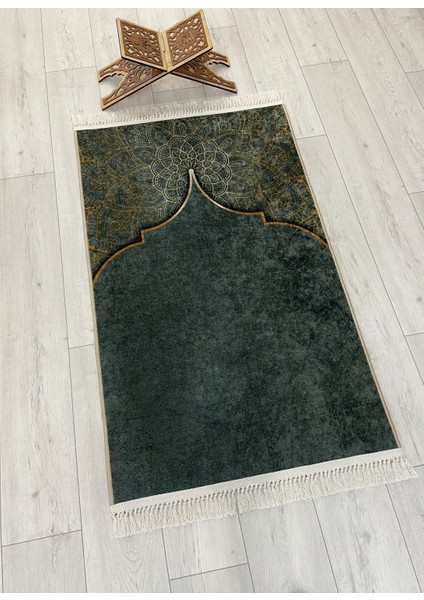 Seccade Saçaklı (Lateks Taban) 75 x 125 Ebat Zeytin Yeşili